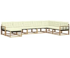 Lauko sofos komplektas su pagalve 8 pcs Balta ir kreminė