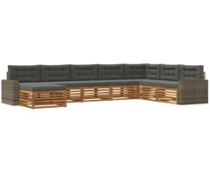 Lauko sofos komplektas su pagalve 8 pcs Natūralus ir antracitas