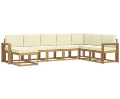Lauko sofos komplektas su pagalve 8 pcs Balta ir kreminė