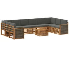 Lauko sofos komplektas su pagalve 8 pcs Natūralus ir antracitas
