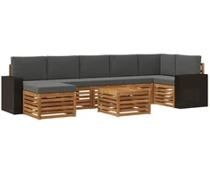 Lauko sofos komplektas su pagalve 8 pcs Natūralus ir antracitas