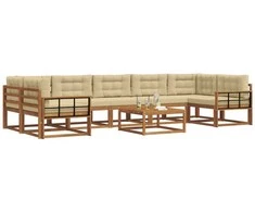 Lauko sofos komplektas su pagalve 8 pcs Natūralus ir bežinis