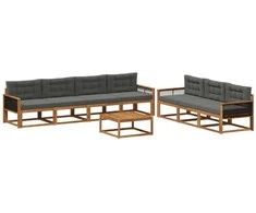 Lauko sofos komplektas su pagalve 8 pcs Natūralus ir antracitas