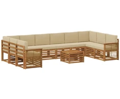 Lauko sofos komplektas su pagalve 8 pcs Natūrali