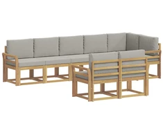 Lauko sofos komplektas su pagalve 8 pcs Balta ir šviesiai pilka