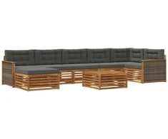 Lauko sofos komplektas su pagalve 8 pcs Natūralus ir antracitas