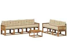 Lauko sofos komplektas su pagalve 8 pcs Natūralus ir bežinis