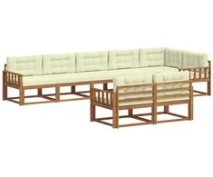 Lauko sofos komplektas su pagalve 8 pcs Natūralus ir grietinėlė