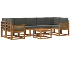 Lauko sofos komplektas su pagalve 8 pcs Natūralus ir antracitas