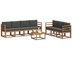 Lauko sofos komplektas su pagalve 8 pcs Natūralus ir antracitas