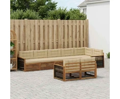 Lauko sofos komplektas su pagalve 8 pcs Natūralus ir bežinis