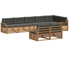 Lauko sofos komplektas su pagalve 8 pcs Natūralus ir antracitas