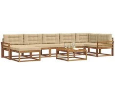 Lauko sofos komplektas su pagalve 8 pcs Natūralus ir bežinis