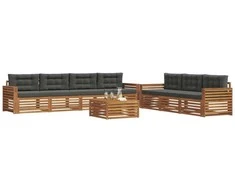 Lauko sofos komplektas su pagalve 8 pcs Natūralus ir antracitas