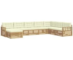 Lauko sofos komplektas su pagalve 8 pcs Balta ir kreminė