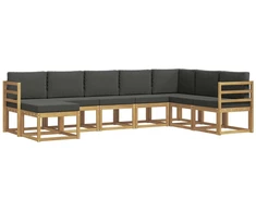 Lauko sofos komplektas su pagalve 8 pcs Balta ir antracito
