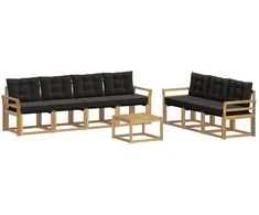 Lauko sofos komplektas su pagalve 8 pcs Balta ir juoda