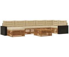 Lauko sofos komplektas su pagalve 8 pcs Natūralus ir bežinis