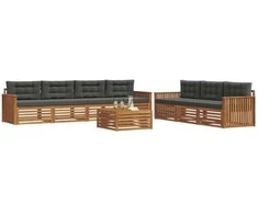 Lauko sofos komplektas su pagalve 8 pcs Natūralus ir antracitas
