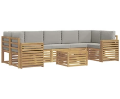 Lauko sofos komplektas su pagalve 8 pcs Balta ir šviesiai pilka