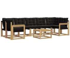 Lauko sofos komplektas su pagalve 8 pcs Balta ir juoda