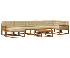 Lauko sofos komplektas su pagalve 8 pcs Natūralus ir bežinis