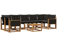 Lauko sofos komplektas su pagalve 8 pcs Natūrali ir juoda