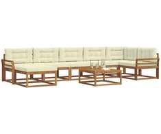 Lauko sofos komplektas su pagalve 8 pcs Natūralus ir grietinėlė