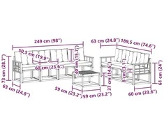 Lauko sofos komplektas 8 vnt. Balta ir šviesiai pilka