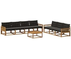 Lauko sofos komplektas su pagalve 8 pcs Natūrali ir juoda