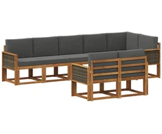 Lauko sofos komplektas su pagalve 8 pcs Natūralus ir antracitas