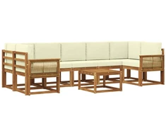 Lauko sofos komplektas su pagalve 8 pcs Natūralus ir grietinėlė