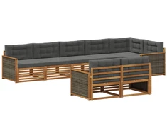 Lauko sofos komplektas su pagalve 8 pcs Natūralus ir antracitas
