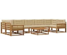 Lauko sofos komplektas su pagalve 8 pcs Natūralus ir bežinis