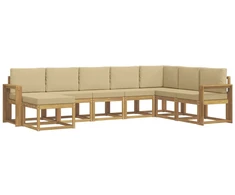 Lauko sofos komplektas su pagalve 8 pcs Balta ir kreminė