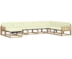 Lauko sofos komplektas su pagalve 8 pcs Balta ir kreminė