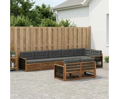 Lauko sofos komplektas su pagalve 8 pcs Natūralus ir antracitas