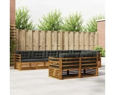Lauko sofos komplektas su pagalve 8 pcs Natūralus ir antracitas