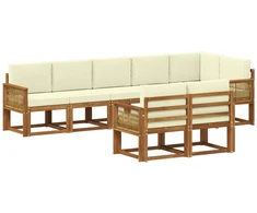 Lauko sofos komplektas su pagalve 8 pcs Natūralus ir grietinėlė