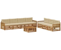 Lauko sofos komplektas su pagalve 8 pcs Natūralus ir bežinis