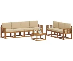 Lauko sofos komplektas su pagalve 8 pcs Natūralus ir bežinis