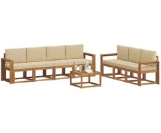 Lauko sofos komplektas su pagalve 8 pcs Natūralus ir bežinis