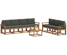 Lauko sofos komplektas su pagalve 8 pcs Natūralus ir antracitas