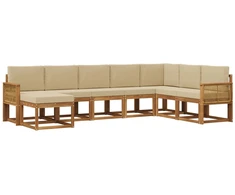 Lauko sofos komplektas su pagalve 8 pcs Natūralus ir bežinis