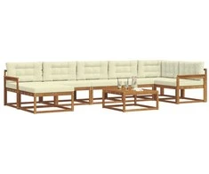 Lauko sofos komplektas su pagalve 8 pcs Natūralus ir grietinėlė