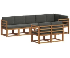 Lauko sofos komplektas su pagalve 8 pcs Natūralus ir antracitas