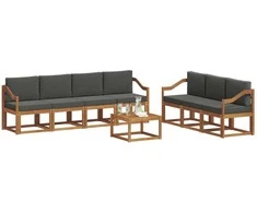 Lauko sofos komplektas su pagalve 8 pcs Natūralus ir antracitas