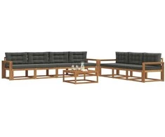 Lauko sofos komplektas su pagalve 8 pcs Natūralus ir antracitas