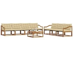 Lauko baldų komplektas Lauko sofos komplektas su pagalve 8 pcs Natūralus ir bežinis