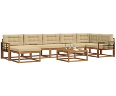 Lauko sofos komplektas su pagalve 8 pcs Natūralus ir bežinis